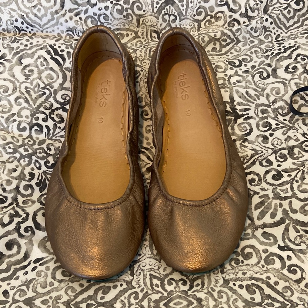 Tieks Metallic Bronze Leather Ballet Flats
